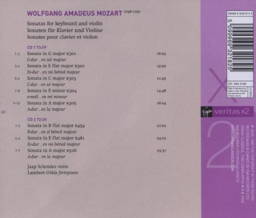 MOZART: VIOLIN SONATAS - JAAP SCHOEDER, LAMBERT ORKIS (2 CDs)