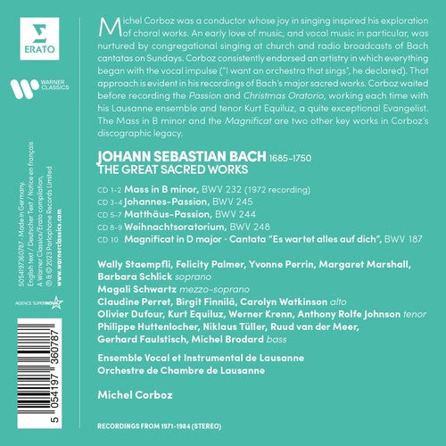 BACH: SACRED CHORAL MUSIC - MICHEL CORBOZ (10 CDS)