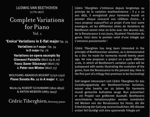Beethoven: Complete Variations for Piano, Vol. 2 - Cederic Tiberghien (2 CDs)
