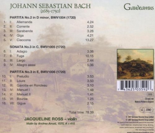BACH, J.S.: The Complete Sonatas and Partitas for Solo Violin, Vol. 2 - Jacqueline Ross