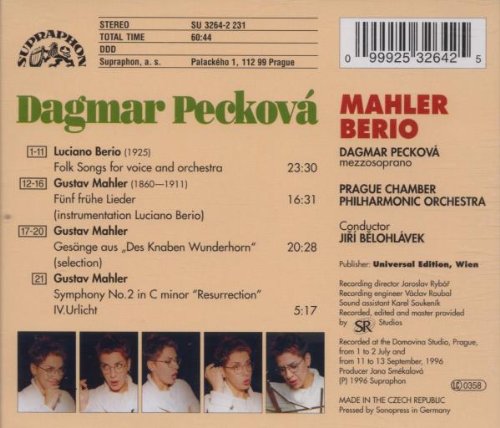 MAHLER & BERIO: Orchestral Songs - Dagmar Peckova, Prague Chamber Philharmonic