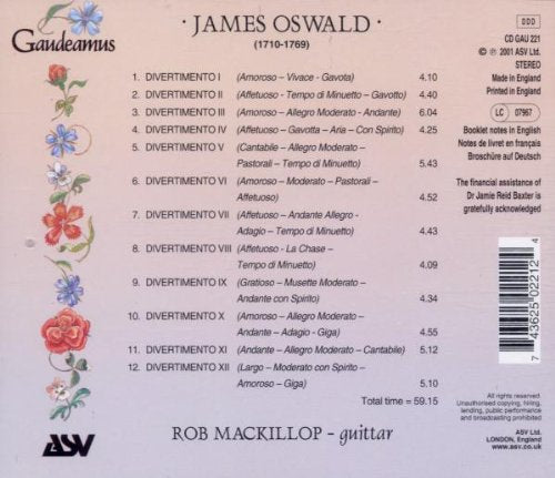 OSWALD: Twelve Divertimentis For The Guittar (1759) - Rob MacKillop