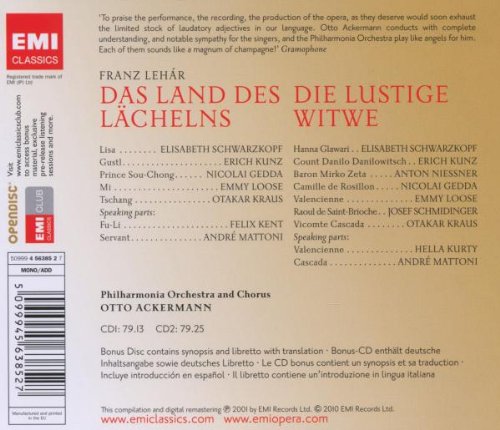 Lehar: The Merry Widow; The Land Of Smiles - Schwarzkopf, Gedda, Kunz (2 CDs)