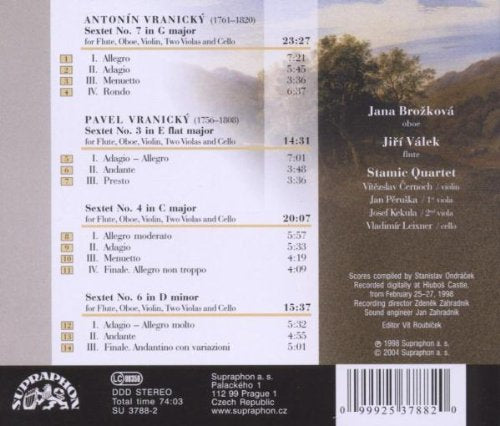 VRANICKY, Antonin & Pavel: Sextets for flute, oboe and string quartet - Valek, Brozkova, Stamic Quartet