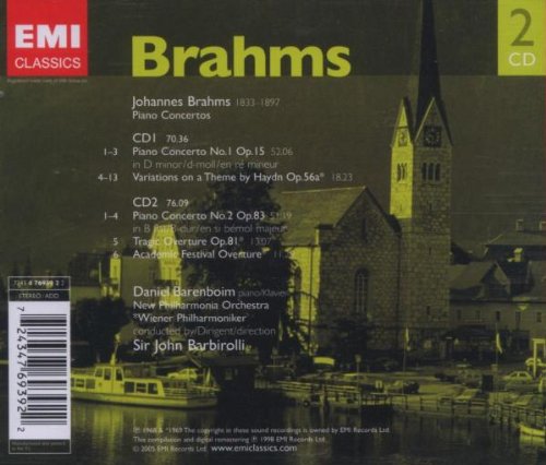 Brahms: Piano Concertos Nos 1 & 2 - BARENBOIM / VIENNA PHILARMONIC / BARBIROLLI (2 CDS)