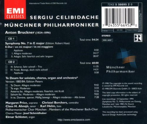 Bruckner: Symphony No. 7, Te Deum: CELIBIDACHE, MUNCHNER PHILARMONIC (2 CDs)