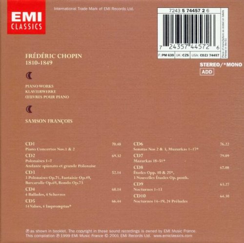Chopin: Piano Works - Samson Francois (10 CDs)