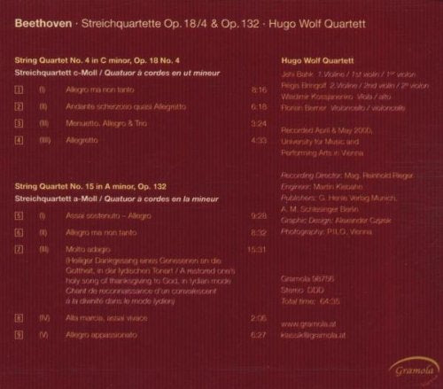 BEETHOVEN: String Quartets Op. 14, No. 4 & Op. 132 - Hugo Wolf Quartett