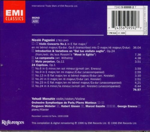 Paganini: Violin Concerto, Caprices - YEHUDI MENUHIN, PIERRE MONTEUX