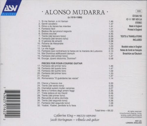 MUDARRA: Songs & Solos For Vihuela & Guitar - Catherine King, Jacob Heringman