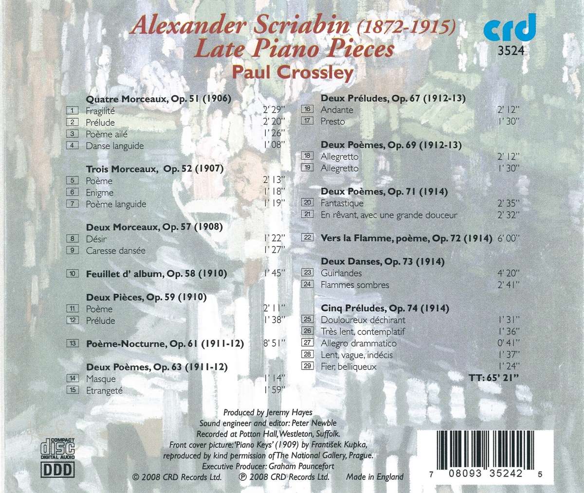 SCRIABIN: LATE PIANO PIECES - PAUL CROSSLEY