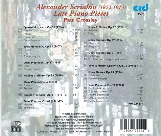 SCRIABIN: LATE PIANO PIECES - PAUL CROSSLEY