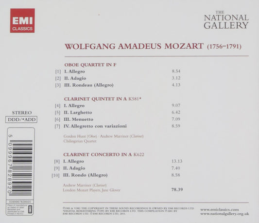 Mozart: Clarinet Concerto, Clarinet Quintet & Oboe Quartet - ANDREW MARRINER / JANE GLOVER / LONDON MOZART PLAYERS