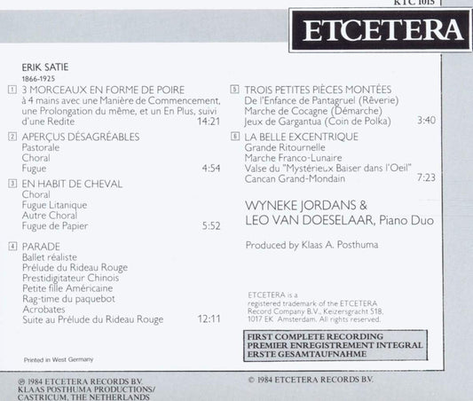 SATIE: Complete Music for Piano Duo - Jordansm, Doeselaar, van