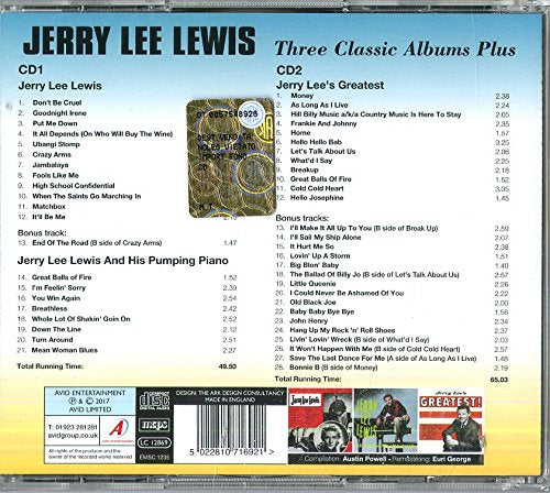 JERRY LEE LEWIS - Three Classic Albums Plus (Jerry Lee Lewis / Jerry Lee Lewis And His Pumping Piano / Jerry Lee's Greatest)