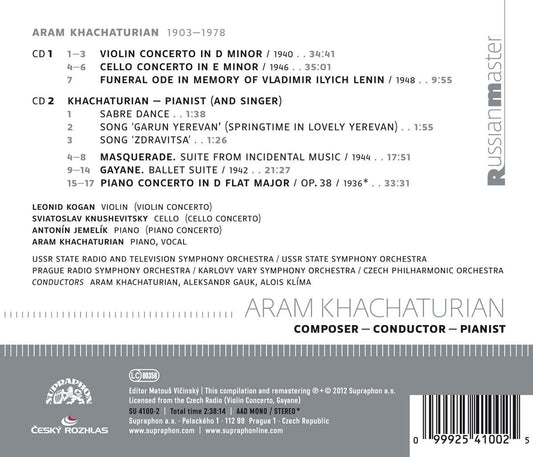 KHACHATURIAN: Composer - Conductor - Pianist - Khachaturian, Kogan, Knushevitsky, JemelÃk, USSR State Radio & TV Symphony, Prague Radio Symphony, Czech Philharmonic (2 CDs)