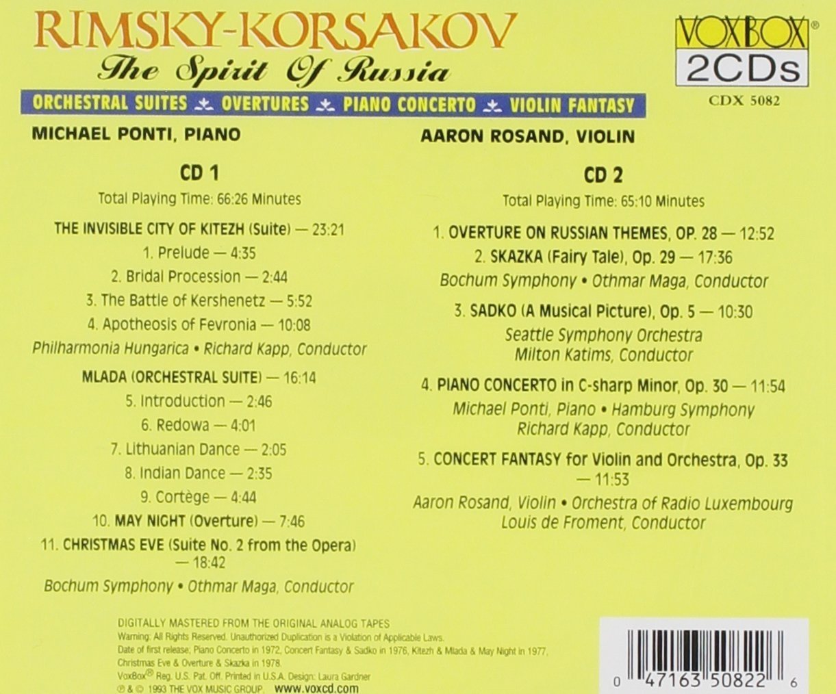 RIMSKY-KORSAKOV: INVISIBLE CITY OF KITEZH - KATIMS, PONTI, ROSAND (2 CDS)