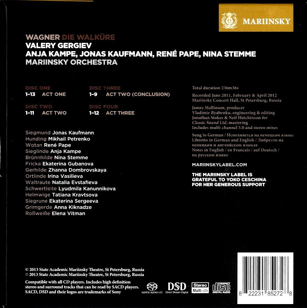 Wagner: Die Walkure - JONAS KAUFMANN / MARIINSKY ORCHESTRA / VALERY GERGIEV / ANJA KAMPE / RENE PAPE / NINA STEMME (4 HYBRID SACDS)