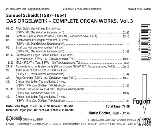 Scheidt: Complete Organ Works, Vol. 3 - Martin Böcker