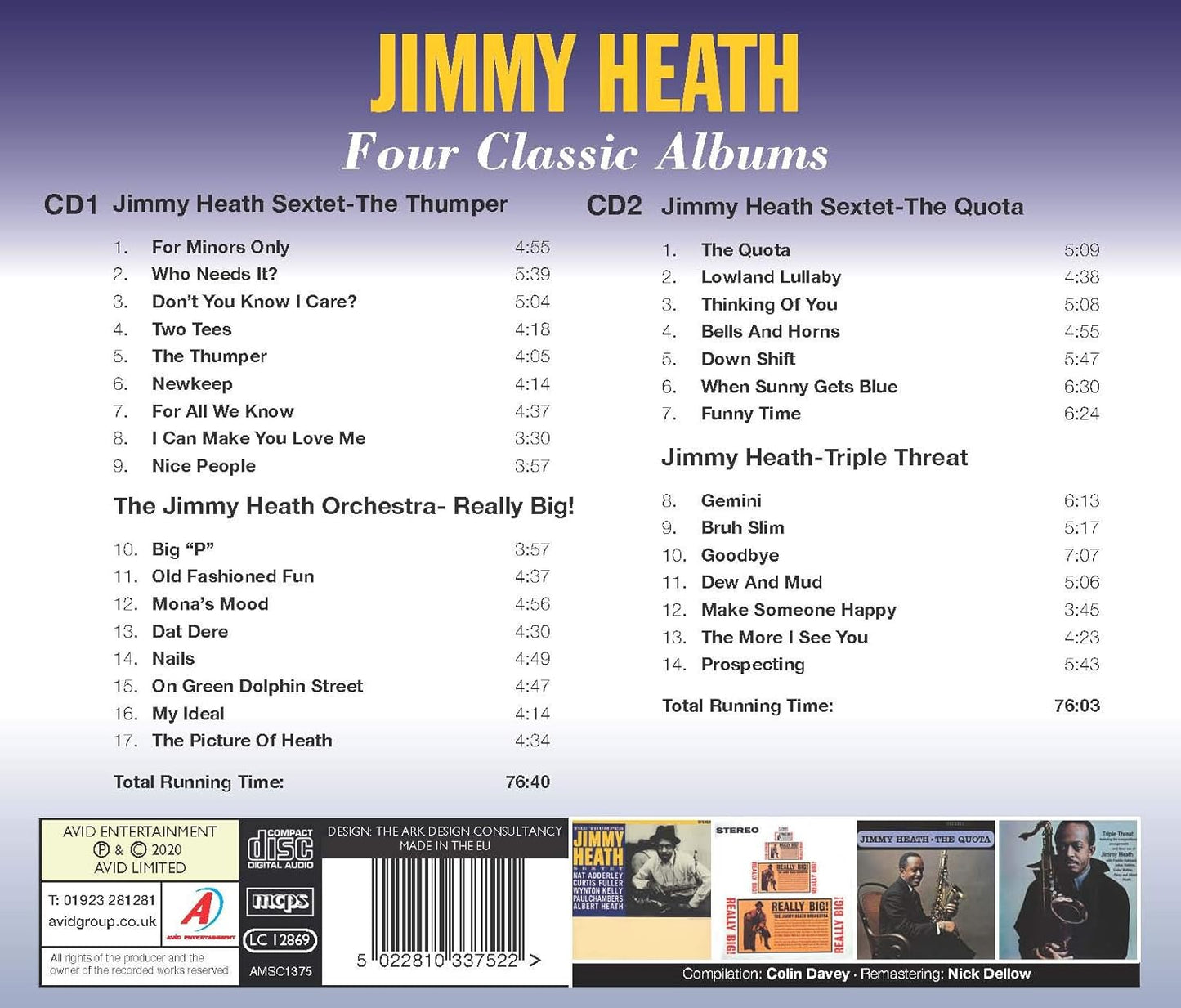 JIMMY HEATH - Four Classic Albums (The Thumper / Really Big! / The Quota / Triple Threat) (2CD)