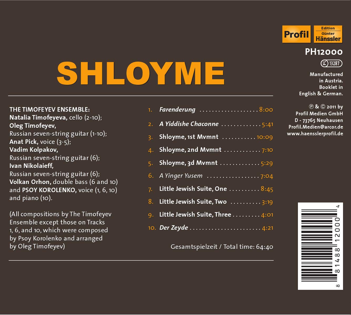 Timofeyev Ensemble & Psoy Korolenko: Shloyme