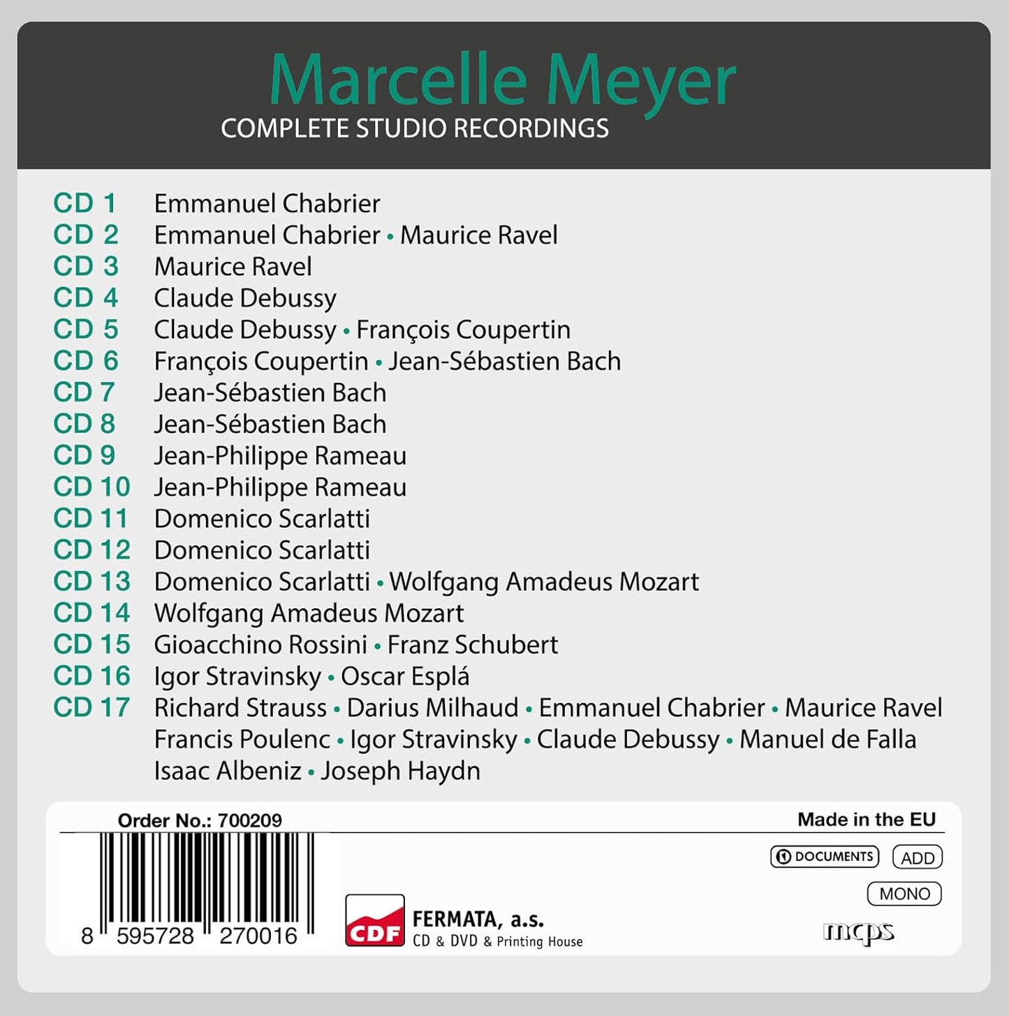 MARCELLE MEYER: COMPLETE STUDIO RECORDINGS 1925-1957 (17 CDS)