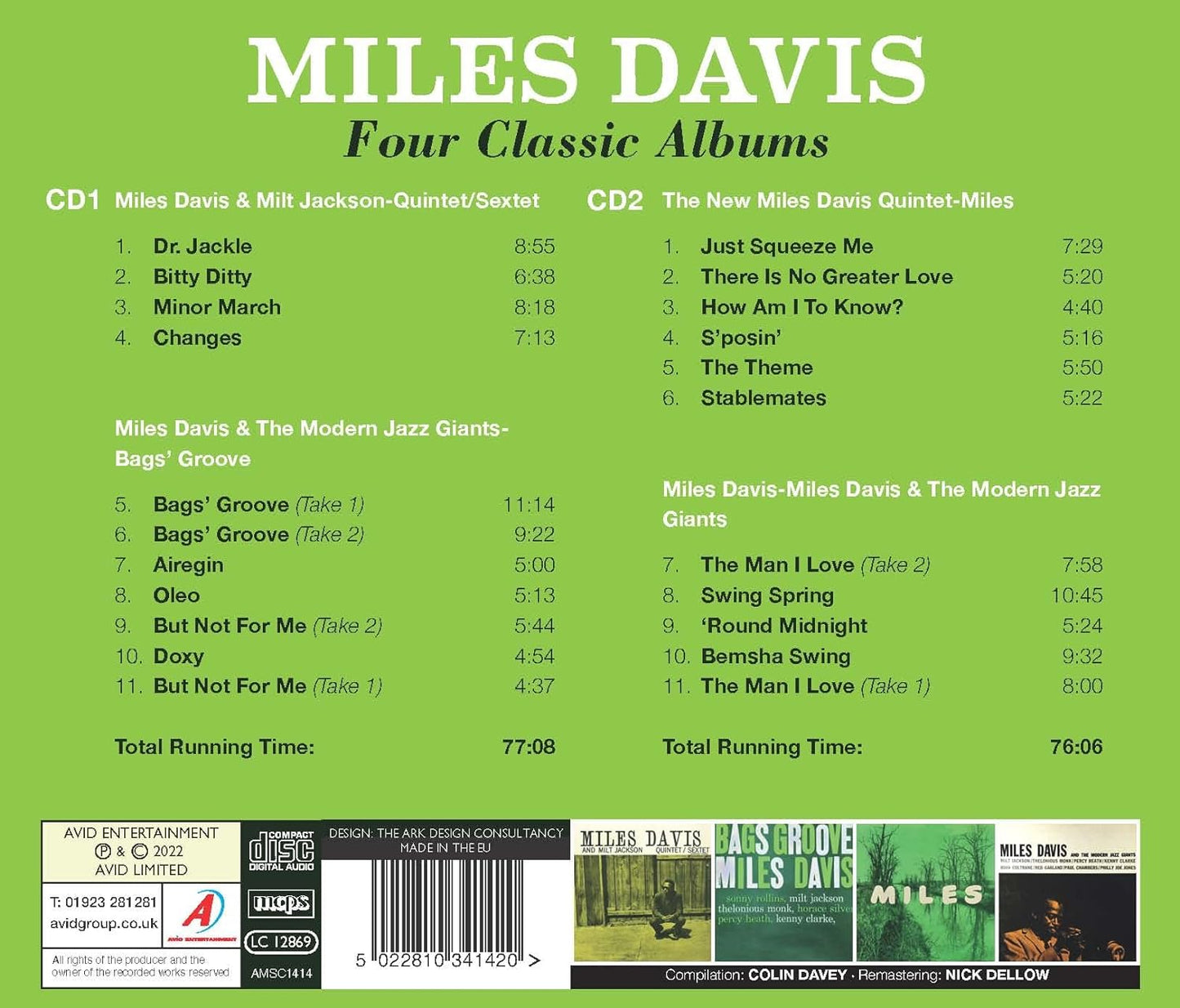 MILES DAVIS - Four Classic Albums (Quintet - Sextet / Bags’ Groove / Miles / Miles Davis & The Modern Jazz Giants) (2CD)