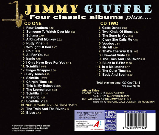 JIMMY GIUFFRE - Four Classic Albums Plus (Jimmy Giuffre / Tangents In Jazz / The Jimmy Giuffre 3 / Historic Jazz Concert At Music Inn)