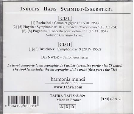 Hans Schmidt-Isserstedt Conducts Bruckner, Pachelbel, Haydn, Paganini (2 CDs)