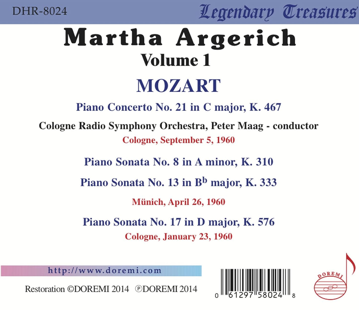 MARTHA ARGERICH COLLECTION, Vol. 1 - Mozart: Piano Sonatas and Concerto No. 21