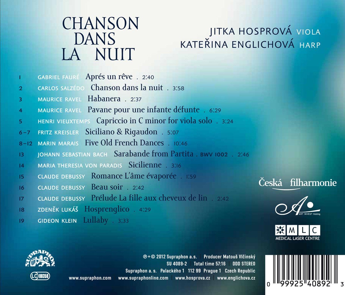 Chanson dans la nuit: Music for viola and harp (FAURE/SALZEDO/RAVEL/VIEUXTEMPS/KREISLER/MARAIS) - Jitka Hosprová, Kateřina Englichová