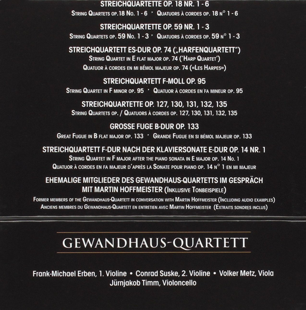 Beethoven: The Complete String Quartets - Gewandhaus Quartett (10 CDs)