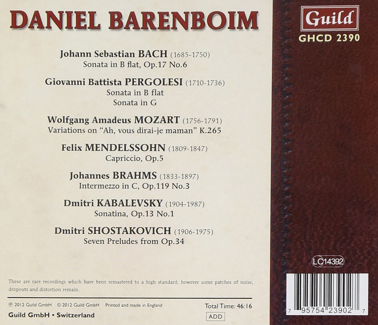 DANIEL BARENBOIM: Rare first recordings 1955