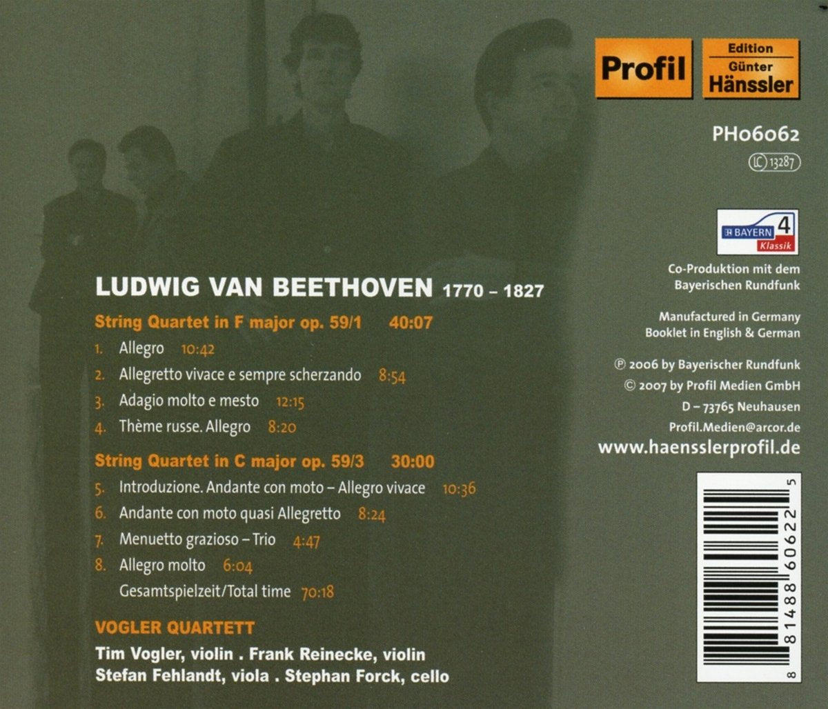 Beethoven: String Quartets Op.59 / 1 & 3 - Vogler Quartet