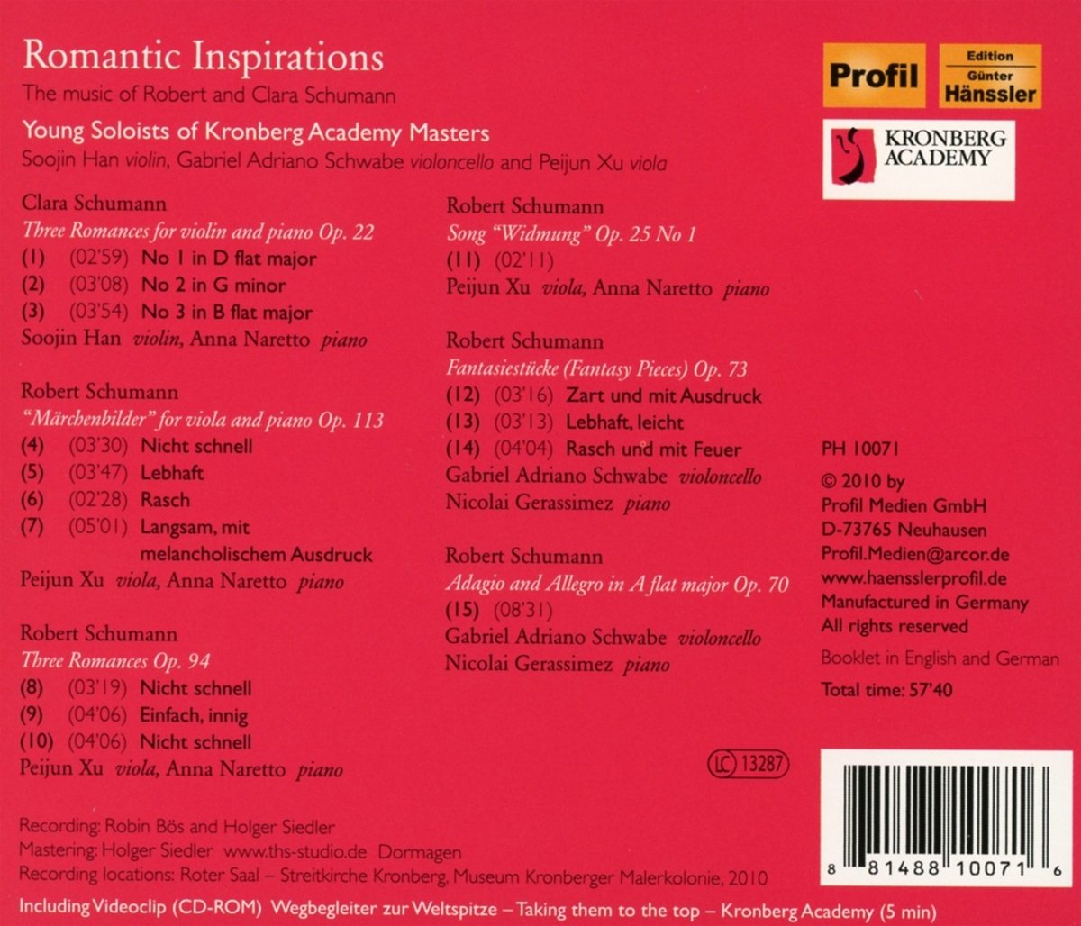 Schumann, Clara & Robert: Romantic Inspiration - Han, Schwabe, Xu