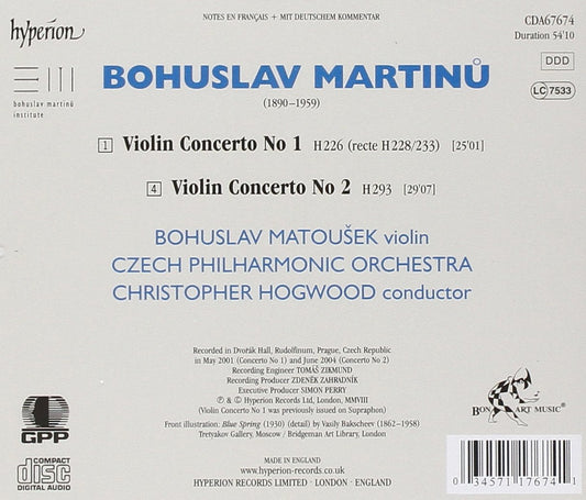 MARTINU: MUSIC FOR VIOLIN & ORCHESTRA 4 - MATOUSEK / CPO / HOGWOOD