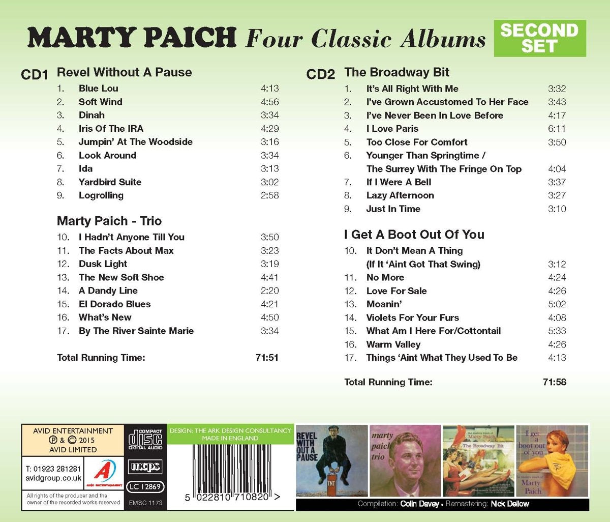 MARTY PAICH - Four Classic Albums (Revel Without A Pause / Marty Paich Trio / The Broadway Bit / I Get A Boot Out Of You)