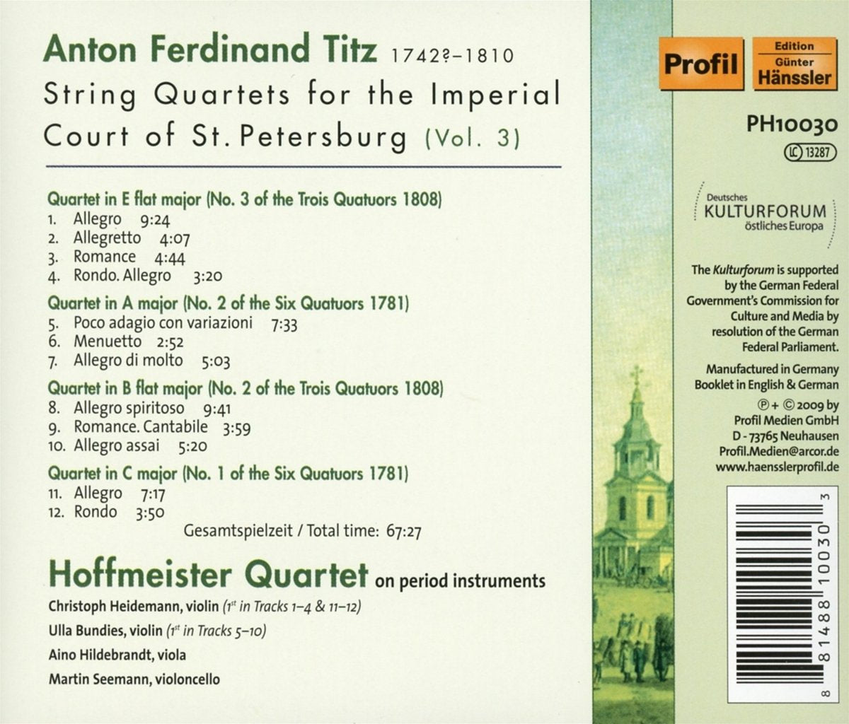 Titz: String Quartets, Vol. 3 - Hoffmeister Quartett