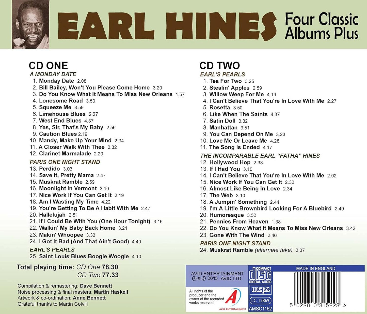 EARL HINES - Four Classic Albums (2 CDs)