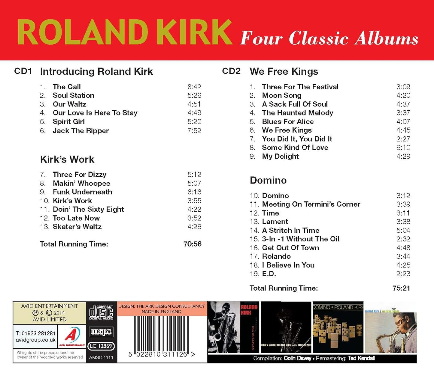ROLAND KIRK - Four Classic Albums (Introducing Roland Kirk / Kirk’s Work / We Free Kings / Domino) (2CD)