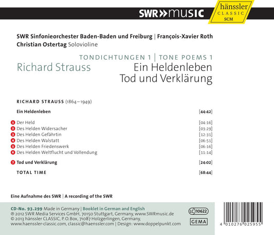 STRAUSS, R.: Ein Heldenleben, Tod und Verklarung - Franz-Xavier Roth, SWR Sinfonie Orch. Baden Baden & Freiberg/Ostertag