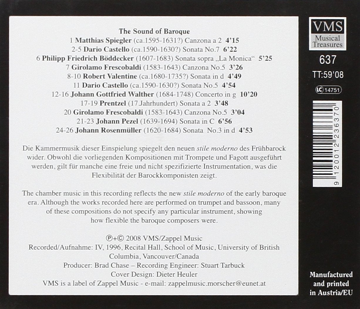 The Sound of Baroque (ROSENMULLER/WALTHER/BODDECKER/PECELIUS) - Basch/Read