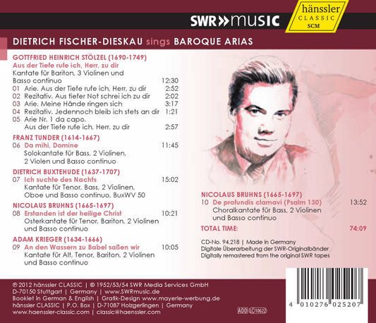 Fischer-Dieskau Sings Baroque Arias (STÖLZEL/HEINRICH/SCHUBERT) - Fischer-Dieskau