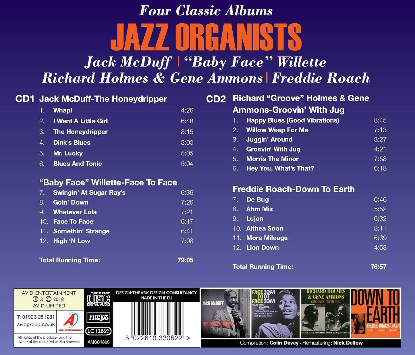 JACK MCDUFF / 'BABY FACE' WILLETTE / RICHARD HOLMES & GENE AMMONS / FREDDIE ROACH - Jazz Organists - Four Classic Albums
