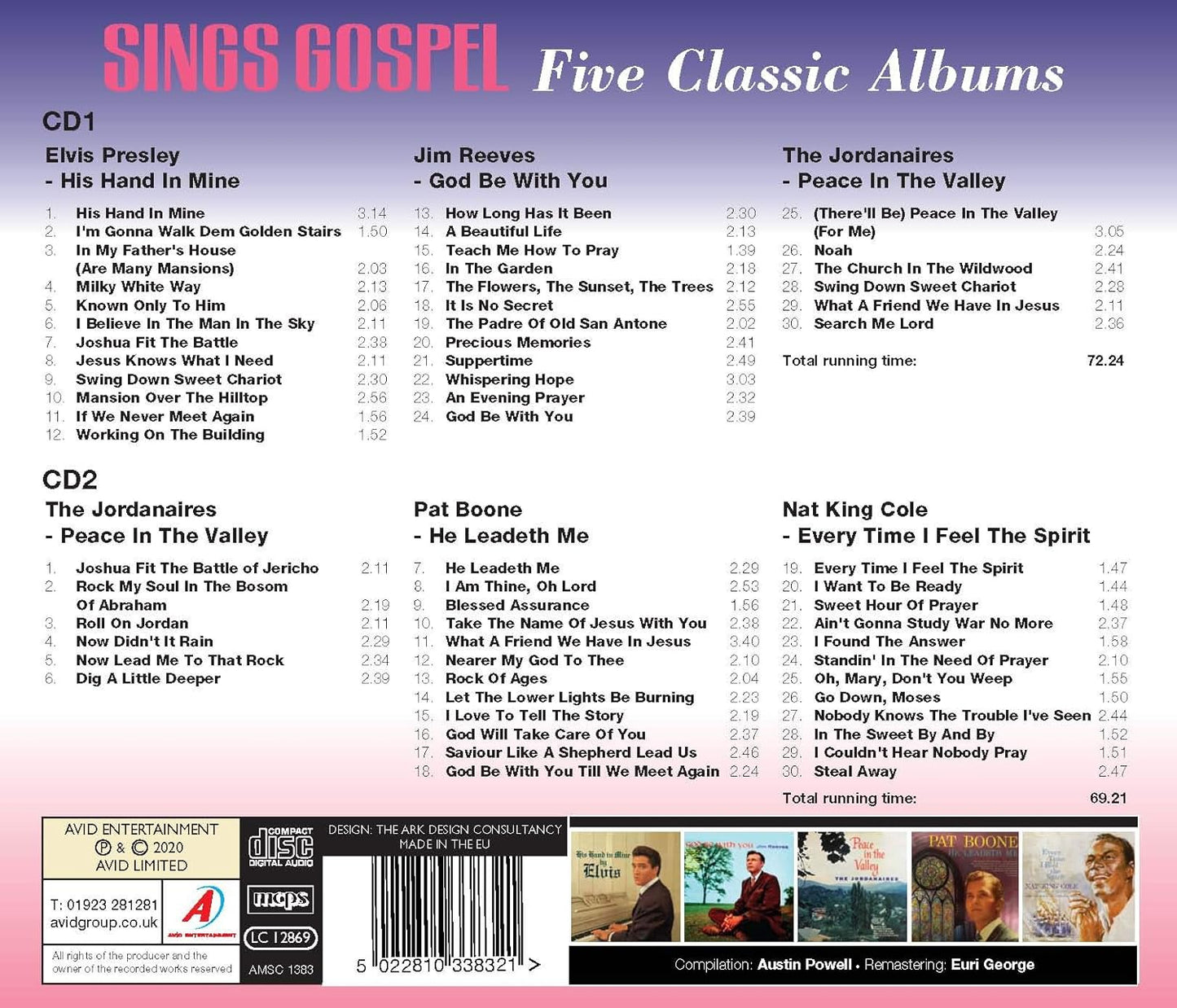 ELVIS PRESLEY / JIM REEVES / THE JORDANAIRES / PAT BOONE / NAT KING COLE: Sings Gospel - Five Classic Albums
