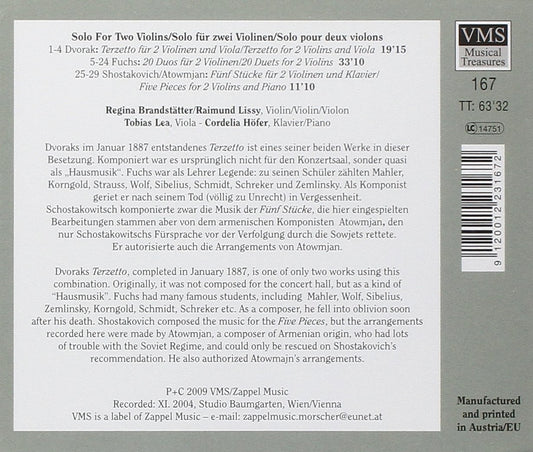 Solo for Two Violins (DVORAK/FUCHS/SHOSTAKOVITCH) - Brandstätter/Lissy/Lea/Höfer