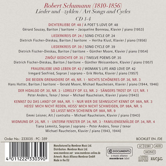 SCHUMANN: ART SONGS AND CYCLES (4 CDS)