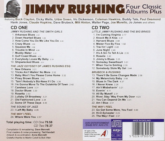 JIMMY RUSHING - Four Classic Albums Plus (Jimmy Rushing And The Smith Girls / The Jazz Odyssey Of James Rushing Esq / Little Jimmy Rushing And The Big Brass / Brubeck & Rushing)
