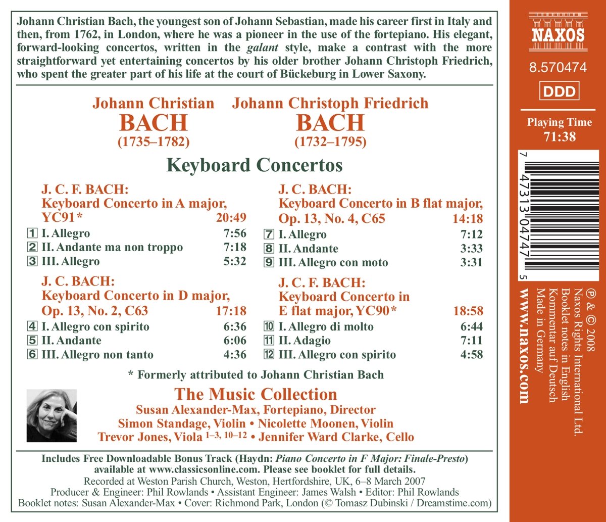 BACH, J.C. & J.C.F: Keyboard Concertos - The Music Collection