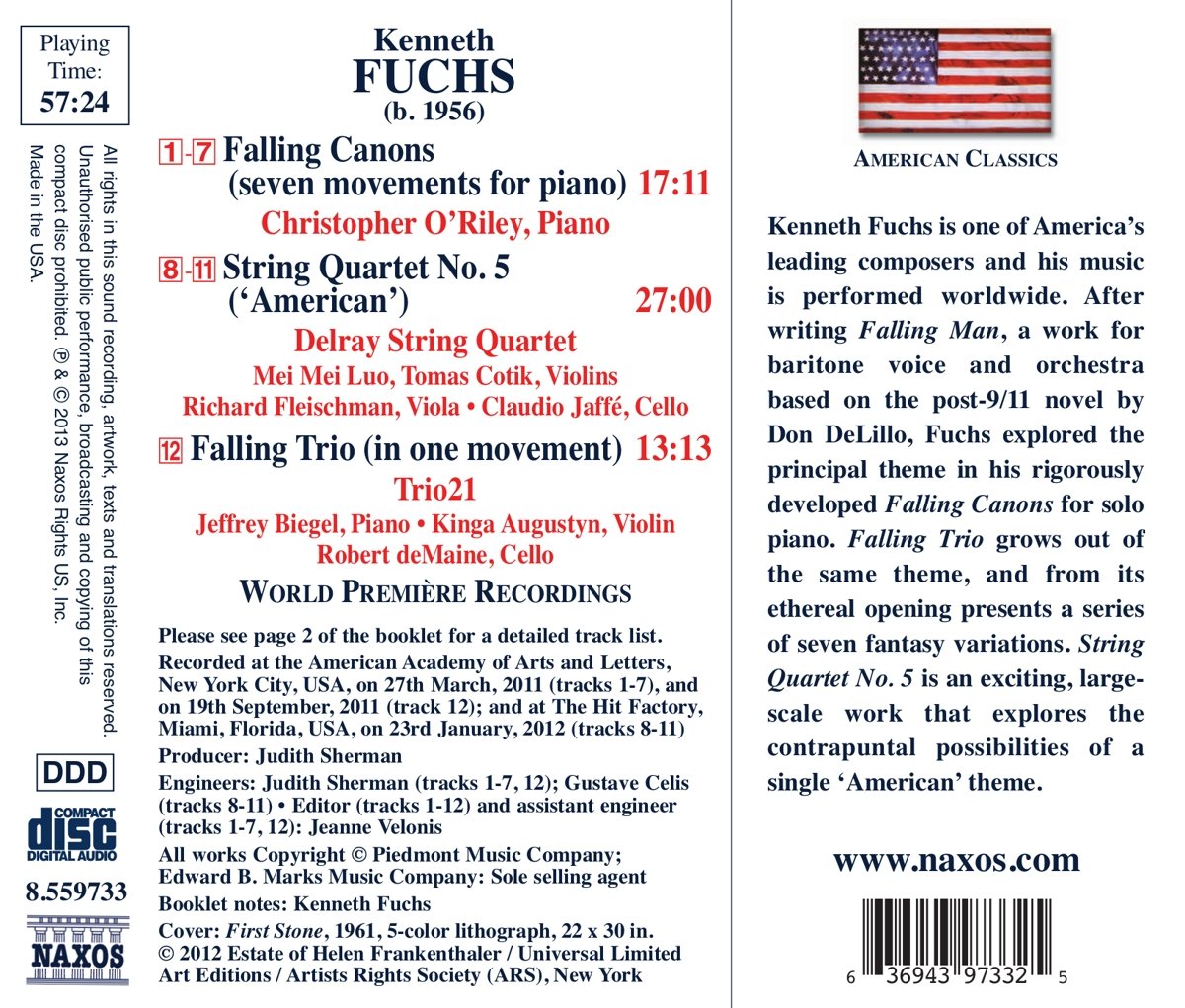 Fuchs: String Quartet No. 5, 'American'; Falling Canons - Christopher O'Riley, Trio21, Delray String Quartet